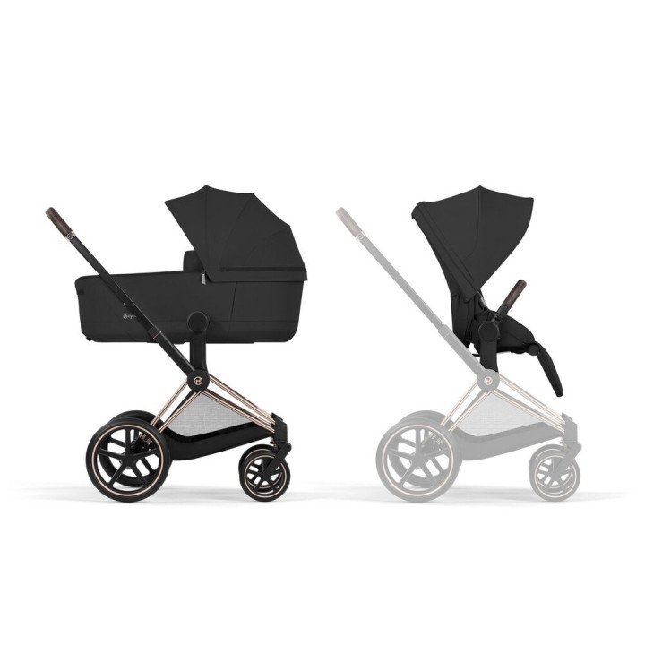 Duo PRIAM 2026  Poussette toutterrain avec nacelle pliable  Châssis Rose Gold CYBEX