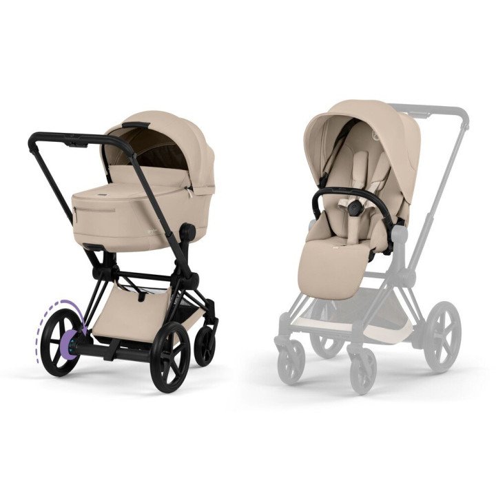 Duo ePRIAM 2026  Poussette électrique toutterrain avec nacelle pliable  Matt Black CYBEX