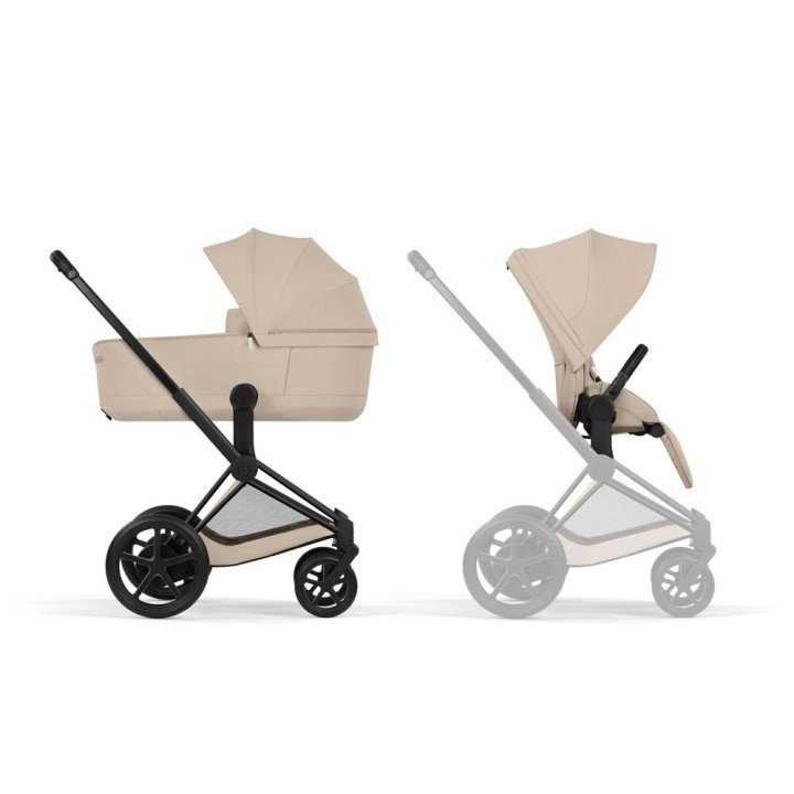 Duo ePRIAM 2026  Poussette électrique toutterrain avec nacelle pliable  Matt Black CYBEX