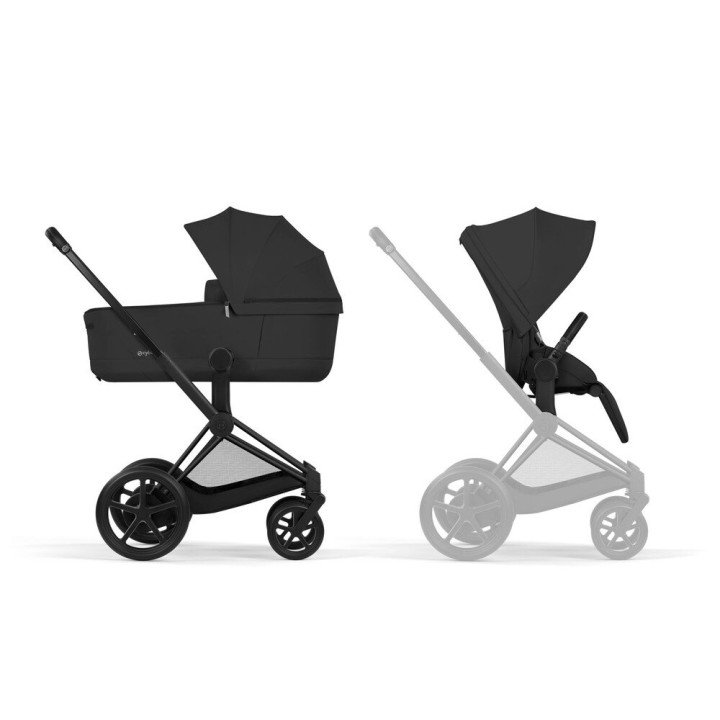 Duo ePRIAM 2026  Poussette électrique toutterrain avec nacelle pliable  Matt Black CYBEX