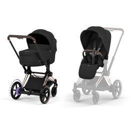 Duo ePRIAM 2026  Poussette électrique toutterrain avec nacelle pliable  Rose Gold CYBEX